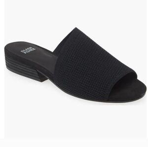 NEW Eileen Fisher Women  Open Toe Black Knit Mules Shoes Sandals Sz 8